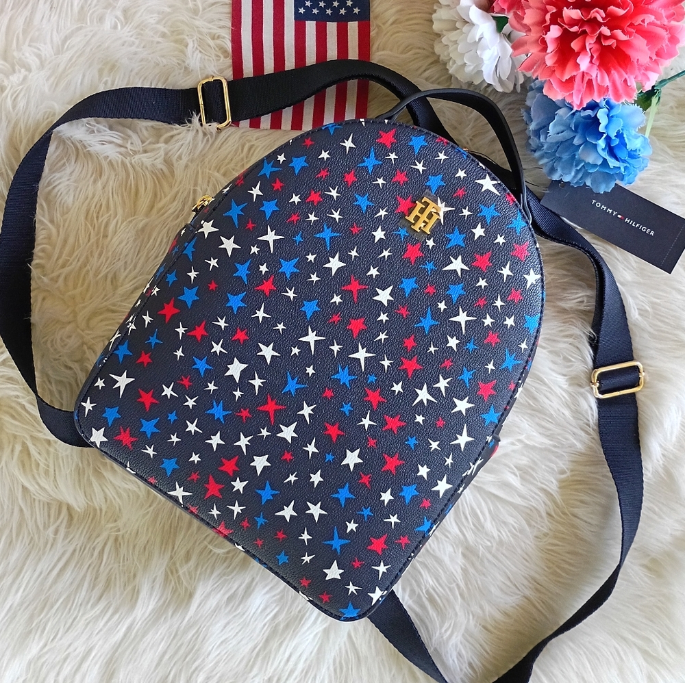Tommy Hilfiger Navy Red White Blue Stars Freedom USA July 4th Patriotic Backpack